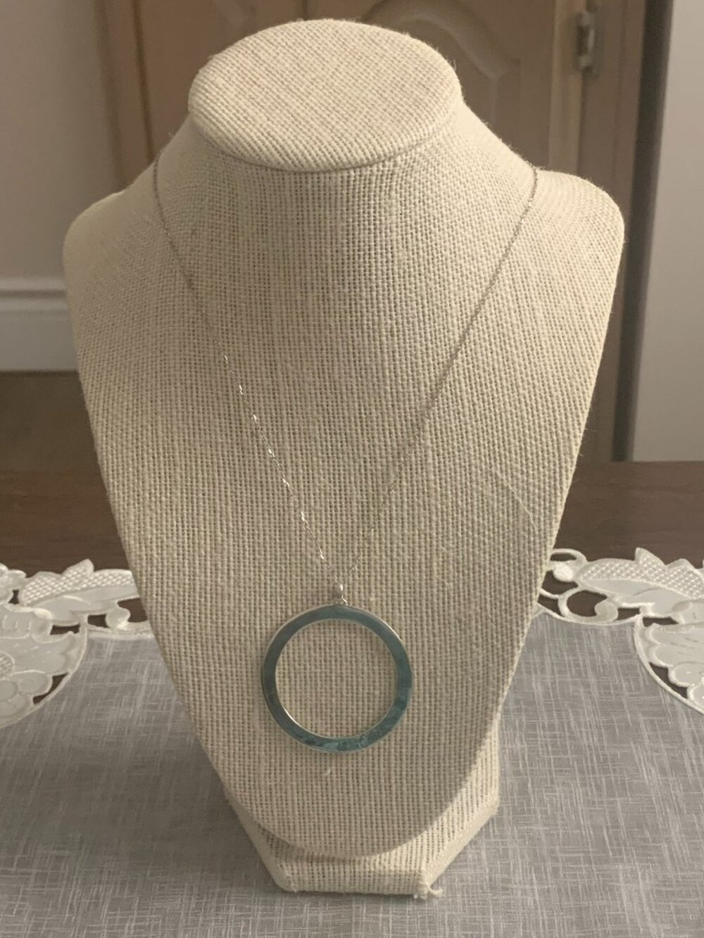 Coach Silver Large Round Pendant on Chain